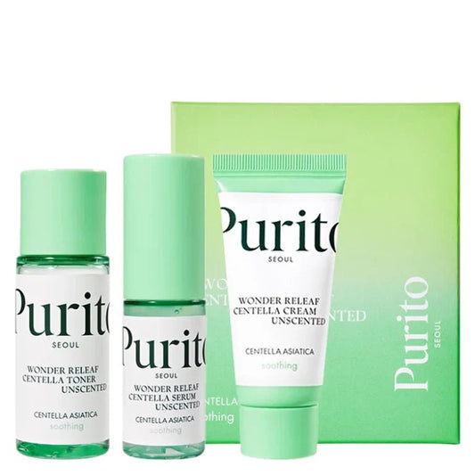 PURITO Wonder Releaf Centella Mini Kit Unscented Мини набор с центеллой - DYBEAUTY