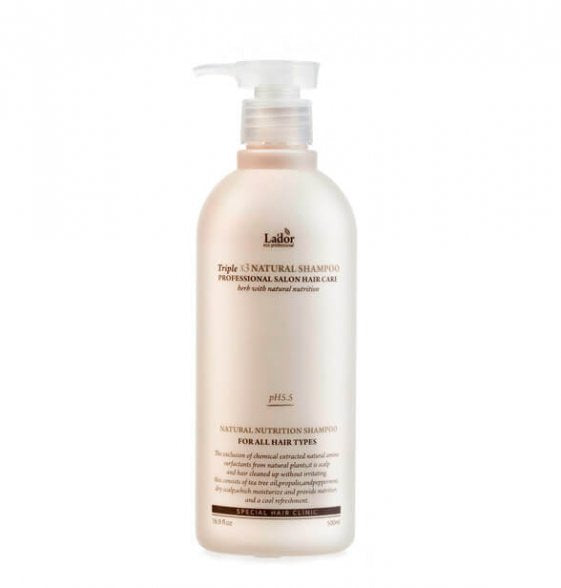 Lador Triplex Natural Shampoo Бессульфатный органический шампунь с эфирными маслами 530 ml
