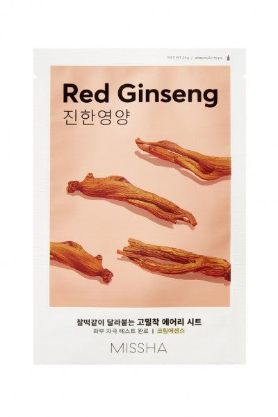 MISSHA Airy Fit Sheet Mask (Red Ginseng) Тканевая маска  с экстрактом красного женьшеня 19 ml