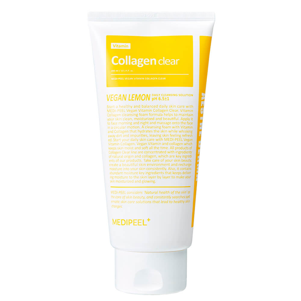 MEDIPEEL Vegan Vitamin Collagen Clear Осветляющий гель-пенка с коллагеном и облепихой 300 ml