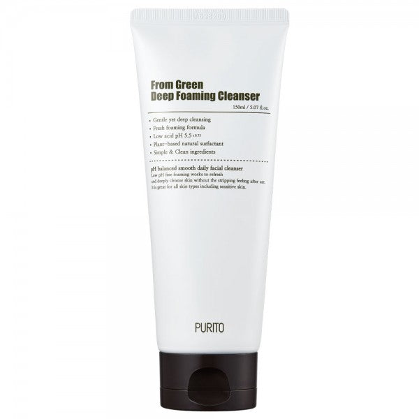 Purito From Green Deep Foaming Cleanser Слабокислотная пенка с центеллой зеленым чаем 150 ml
