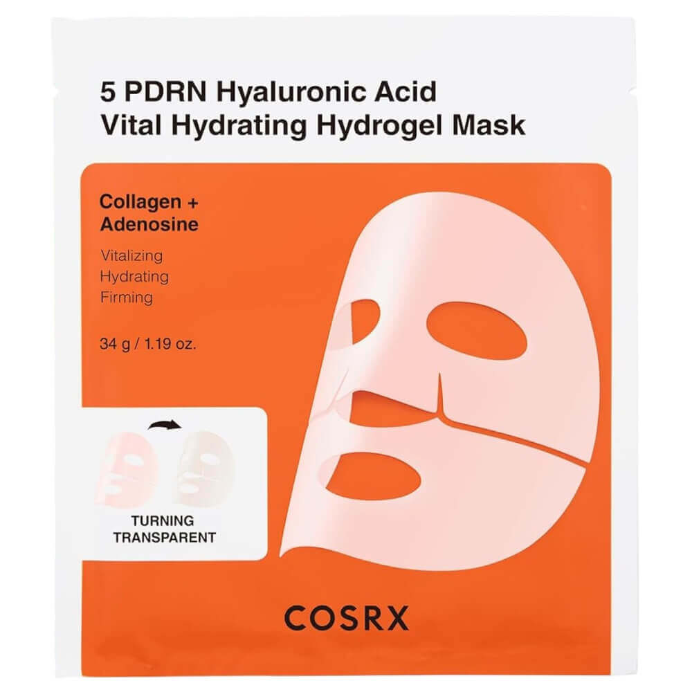 COSRX 5 PDRN Hyaluronic Acid Vital Hydrating Hydrogel Mask Гидрогелевая маска с PDRN 34 ml - DYBEAUTY