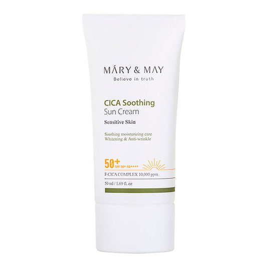 Mary&May CICA Soothing Sun Cream SPF50+ PA++++Успокаивающий солнцезащитный крем с центеллой 50 ml - DYBEAUTY