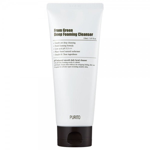 Purito From Green Deep Foaming Cleanser Слабокислотная пенка с центеллой и зеленым чаем 150 ml - DYBEAUTY