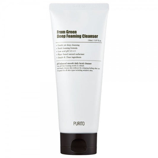 Purito From Green Deep Foaming Cleanser Слабокислотная пенка с центеллой и зеленым чаем 150 ml - DYBEAUTY